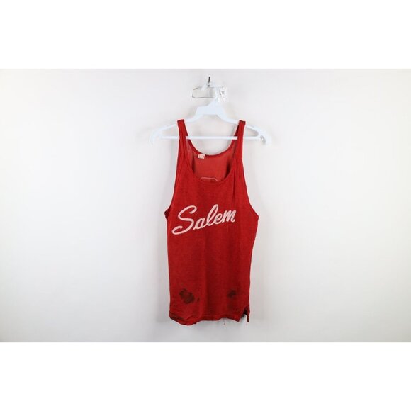 Vintage 40s 50s Mens Size 40 Distressed Salem Baseball Jersey Uniform Red USA